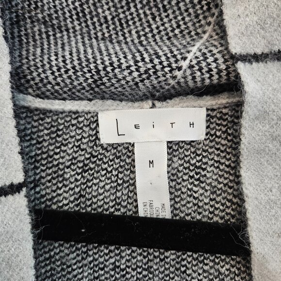 Leith Black and Gray Long Open Cardigan - Picture 2 of 4
